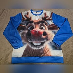 BNWT Mens Ouku 3D Printed Ugly Christmas Sweater Holidays Size XL Blue